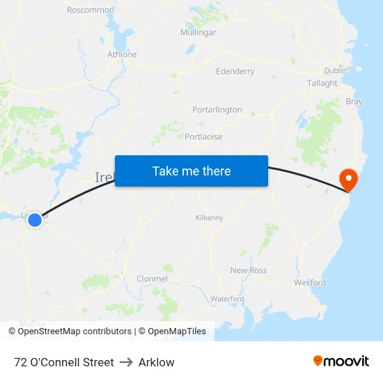 72 O'Connell Street to Arklow map