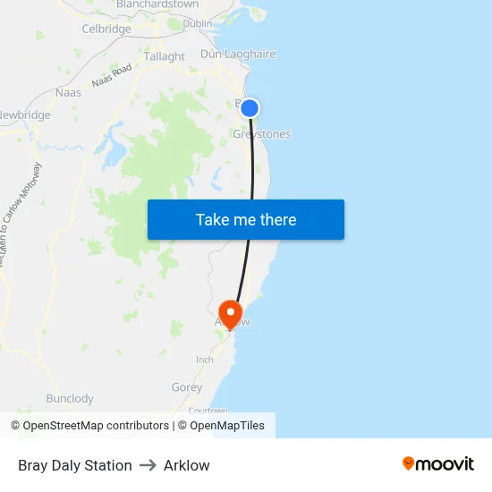 Bray Daly Station to Arklow map