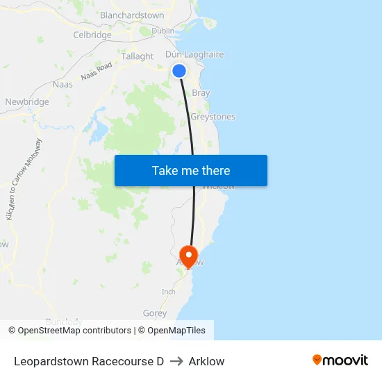 Leopardstown Racecourse D to Arklow map