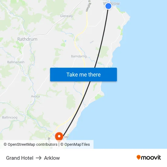 Grand Hotel to Arklow map