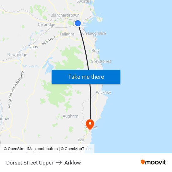 Dorset Street Upper to Arklow map