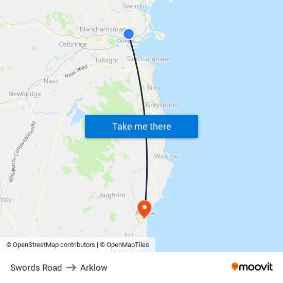 Swords Road to Arklow map