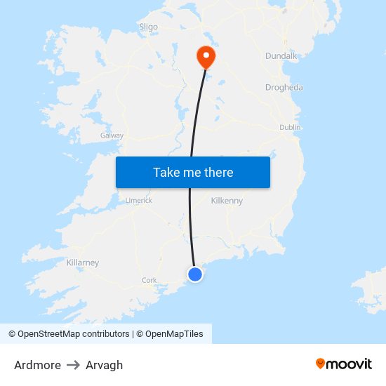 Ardmore to Arvagh map