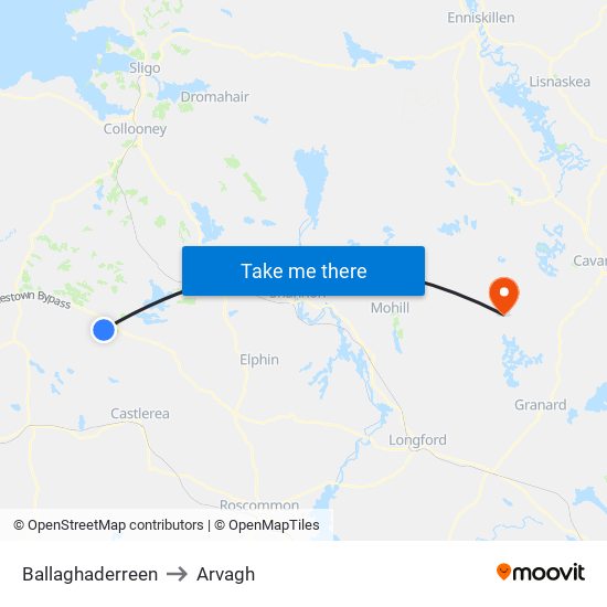 Ballaghaderreen to Arvagh map