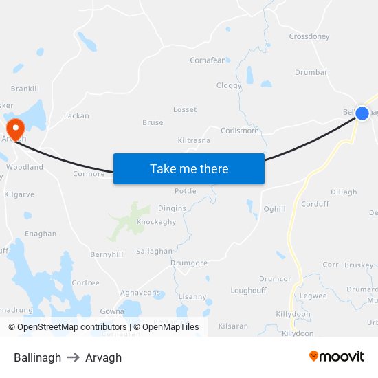 Ballinagh to Arvagh map