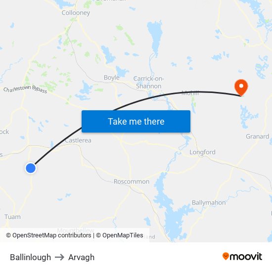 Ballinlough to Arvagh map