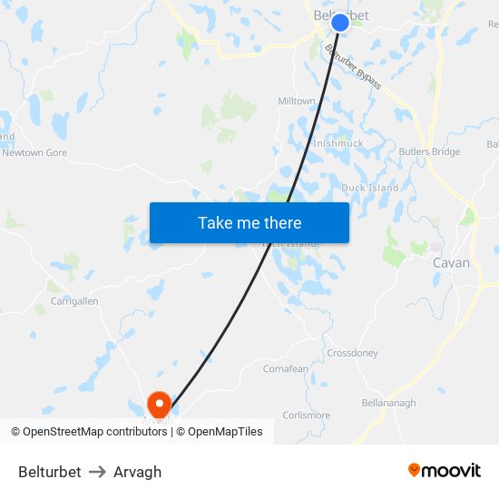 Belturbet to Arvagh map