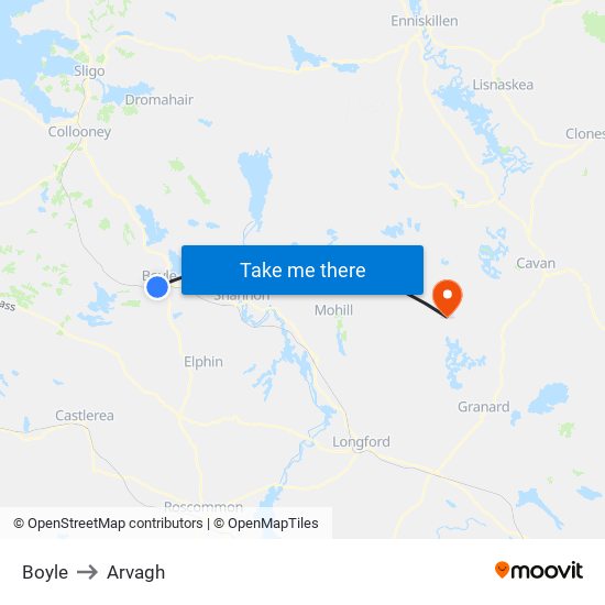 Boyle to Arvagh map