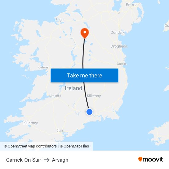 Carrick-On-Suir to Arvagh map