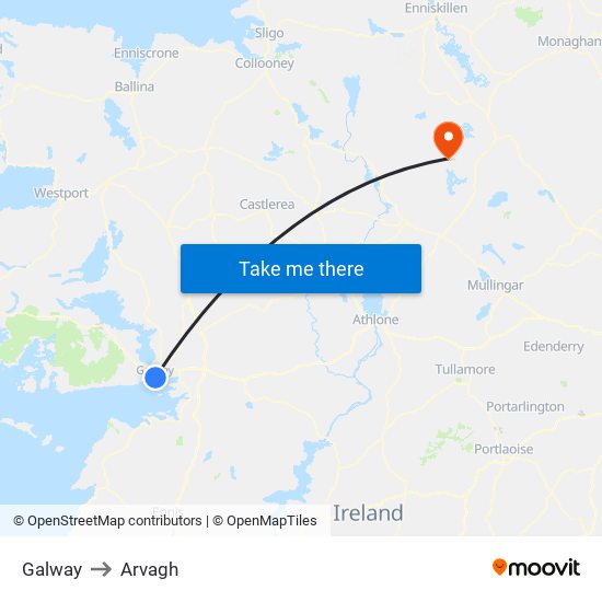 Galway to Arvagh map