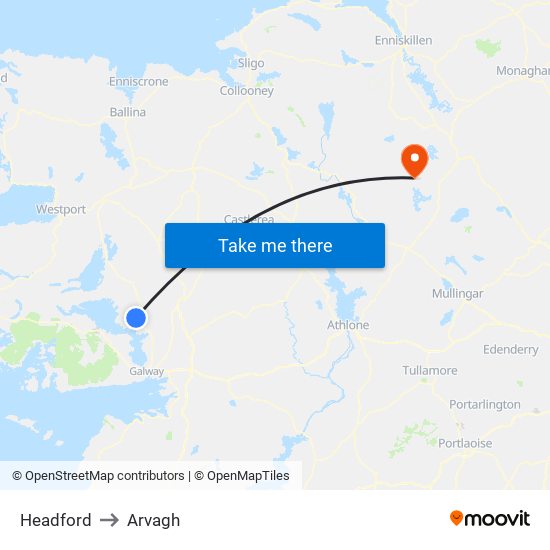 Headford to Arvagh map