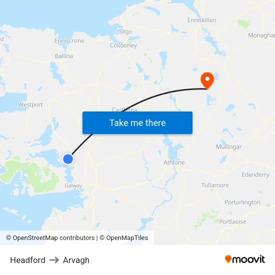 Headford to Arvagh map