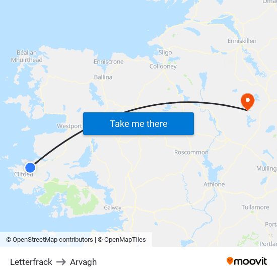 Letterfrack to Arvagh map