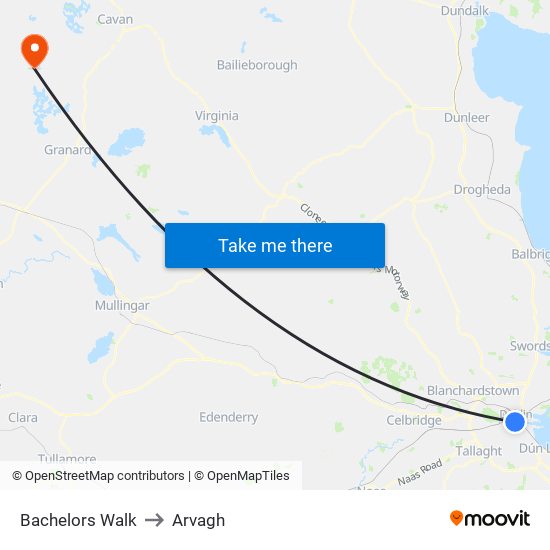 Bachelors Walk to Arvagh map