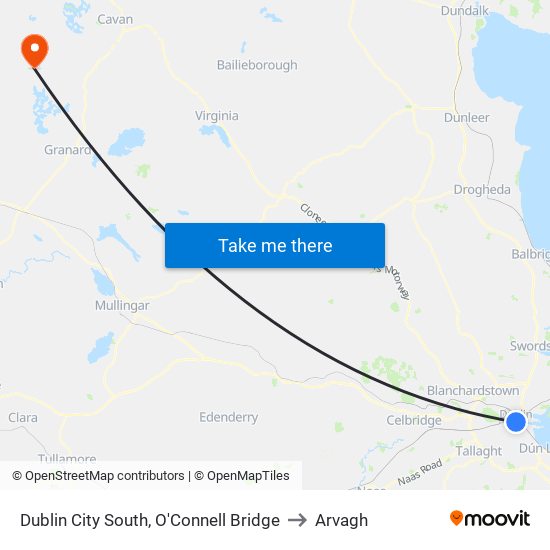 Dublin City South, O'Connell Bridge to Arvagh map