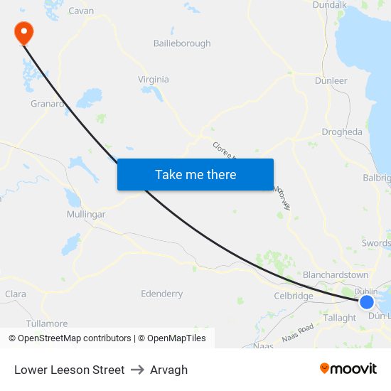Lower Leeson Street to Arvagh map
