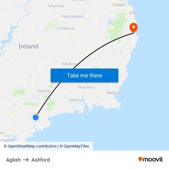 Aglish to Ashford map