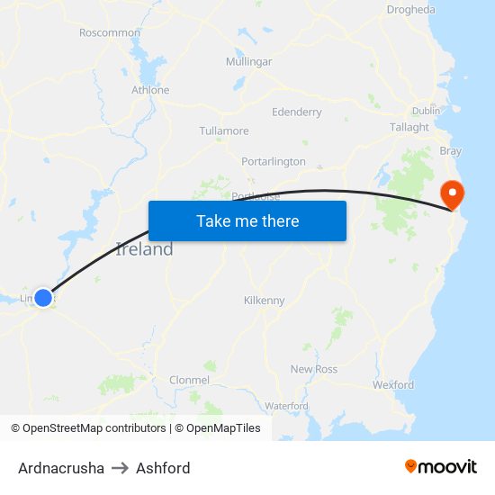 Ardnacrusha to Ashford map