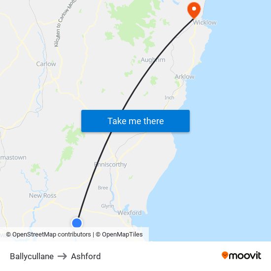 Ballycullane to Ashford map