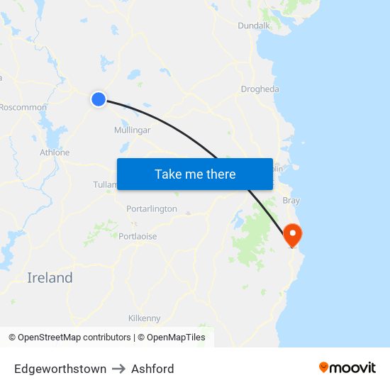 Edgeworthstown to Ashford map