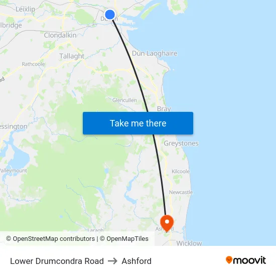 Lower Drumcondra Road to Ashford map