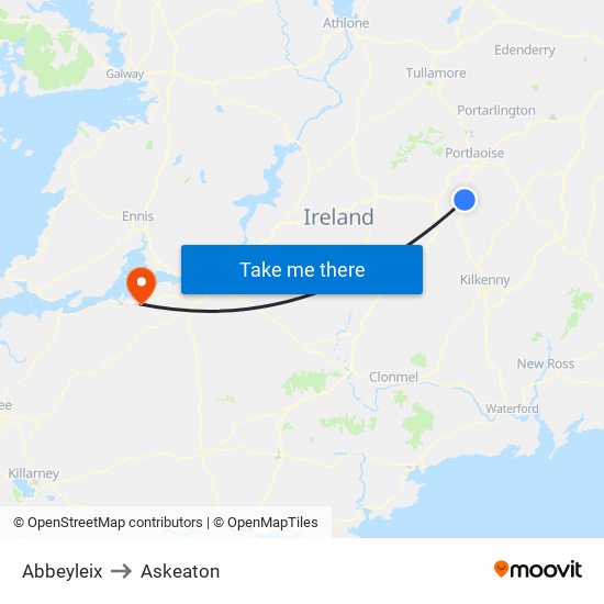 Abbeyleix to Askeaton map