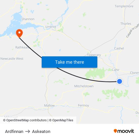 Ardfinnan to Askeaton map