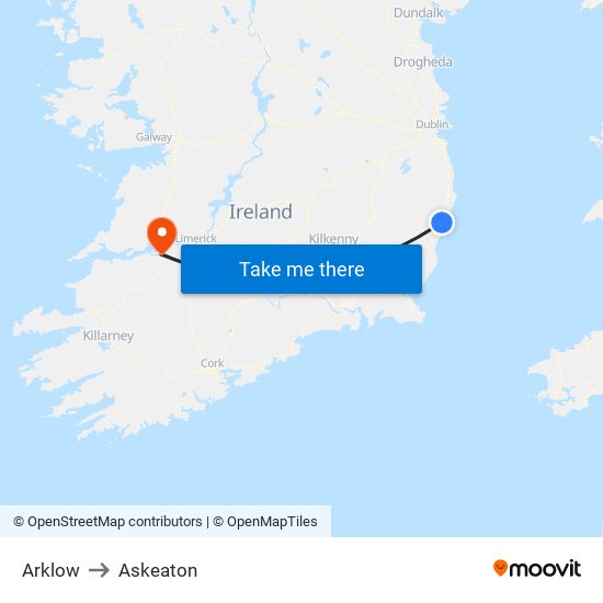 Arklow to Askeaton map