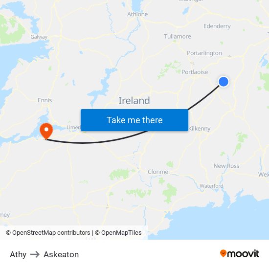 Athy to Askeaton map