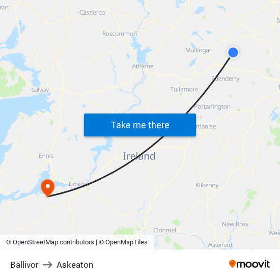 Ballivor to Askeaton map