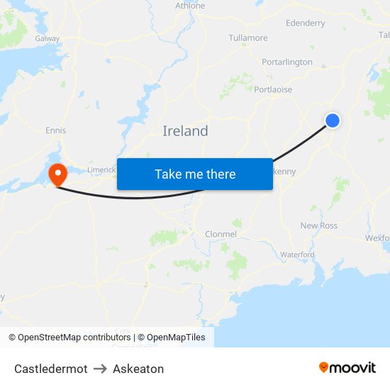 Castledermot to Askeaton map