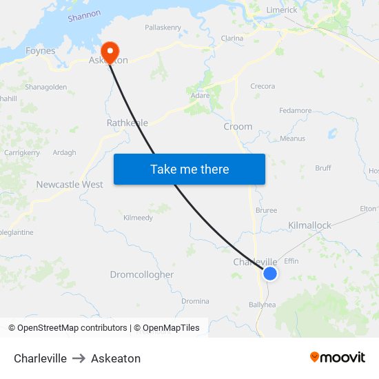 Charleville to Askeaton map