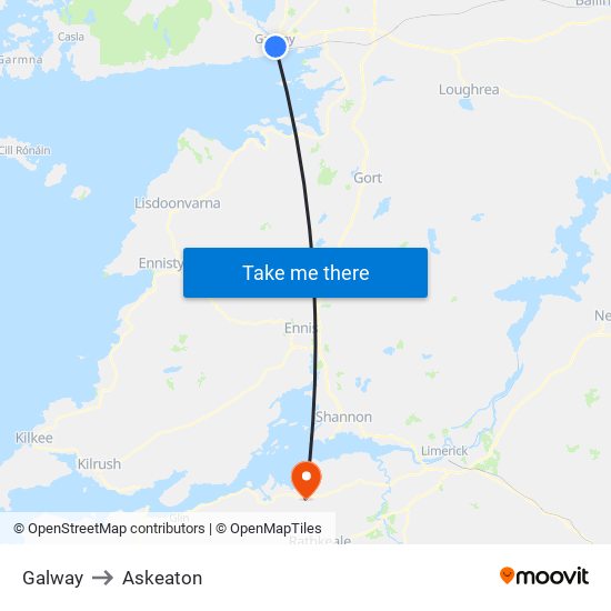 Galway to Askeaton map