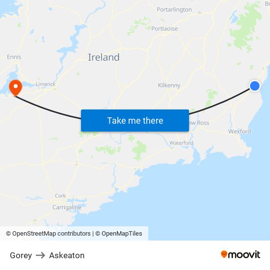 Gorey to Askeaton map