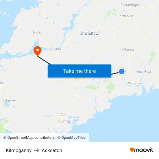 Kilmoganny to Askeaton map