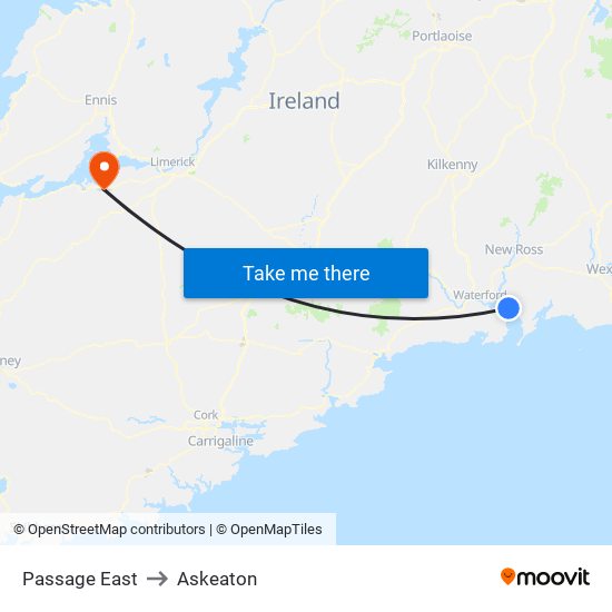 Passage East to Askeaton map