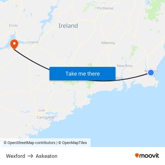 Wexford to Askeaton map