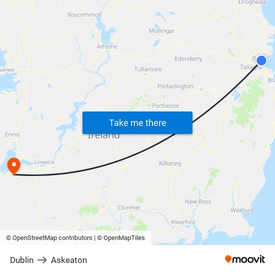 Dublin to Askeaton map