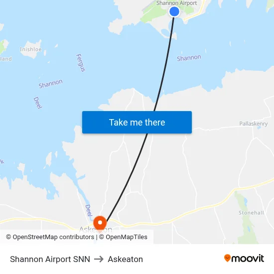 Shannon Airport SNN to Askeaton map