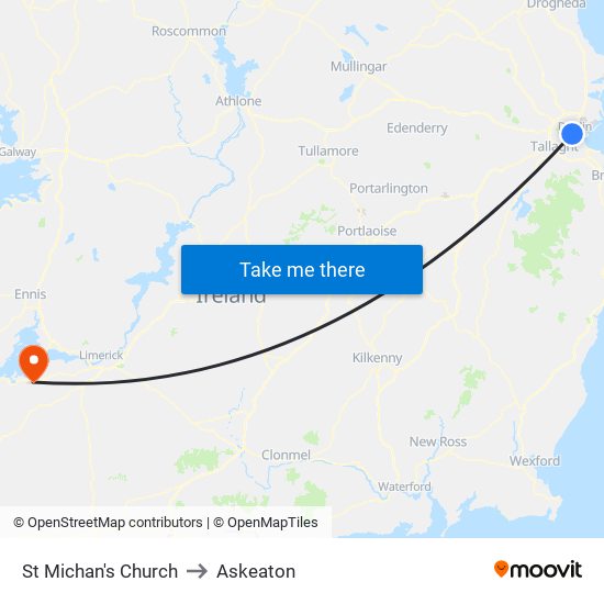 St Michan's Church to Askeaton map