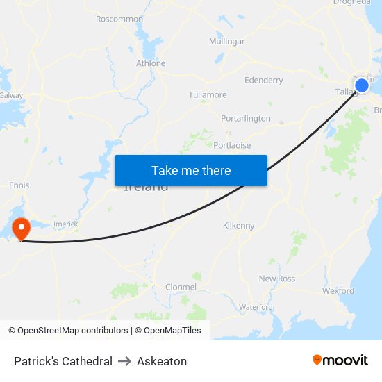 Patrick's Cathedral to Askeaton map