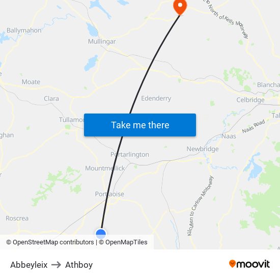 Abbeyleix to Athboy map