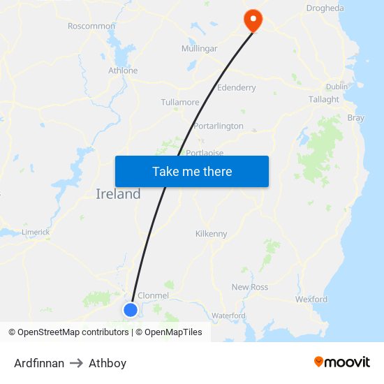Ardfinnan to Athboy map