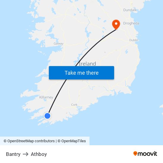 Bantry to Athboy map