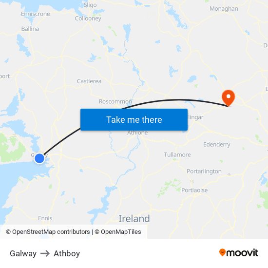 Galway to Athboy map