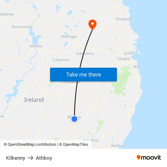 Kilkenny to Athboy map