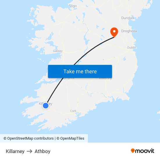 Killarney to Athboy map