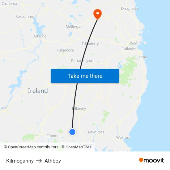 Kilmoganny to Athboy map