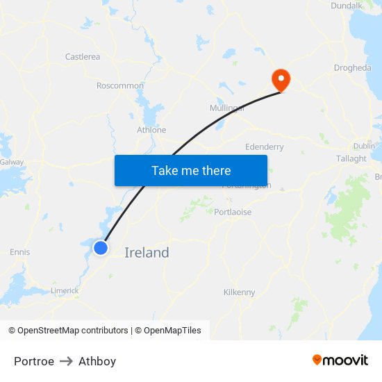 Portroe to Athboy map