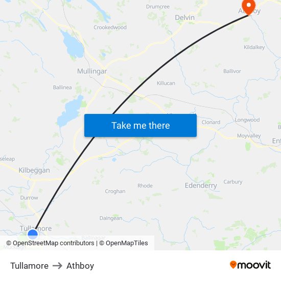 Tullamore to Athboy map